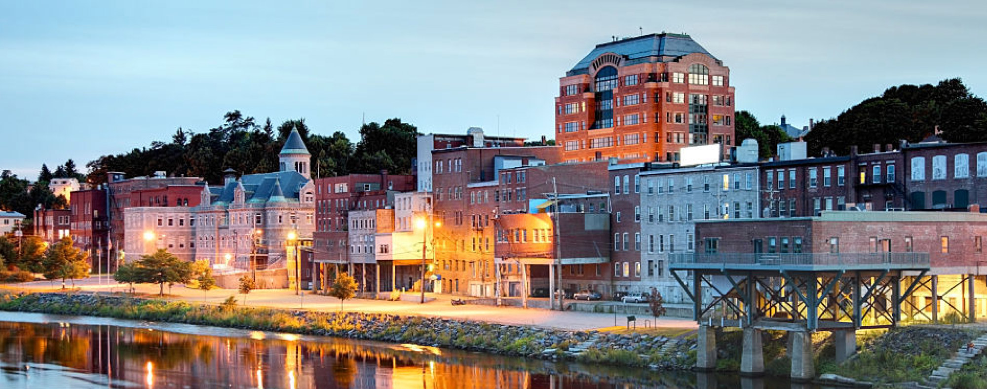 A night view of a City with Beautiful Buildings